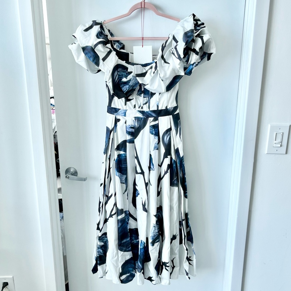 Alexander McQueen Ruffled Floral-Print Cotton Poplin Corset Maxi Dress - Picture 2 of 12
